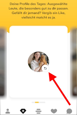 Funktion im Best Bees Feed bei Bumble, um Dislike rückgängig zu machen