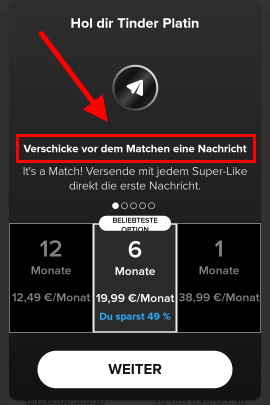 Werbung für Tinder-Platin-Abo