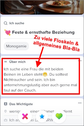 Unkreative und langweilige Tinder-Bio