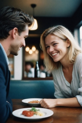 Mann und Frau lernen sich bei einem Date besser kennen