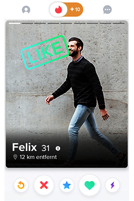 Tinder-Foto von Mann vor Mauer