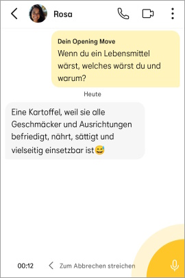 Aufnehmen einer Sprachnachricht im Bumble-Chat