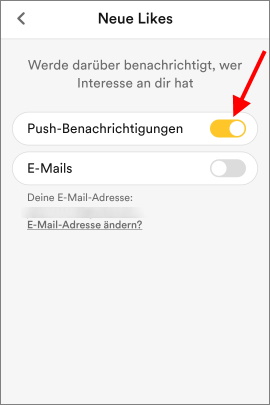 Push-Benachrichtigungen für neue Likes in Bumble aktivieren