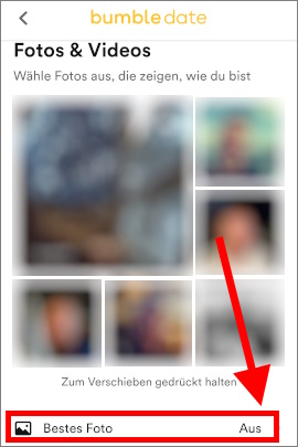 Funktion in Bumble, um das beliebteste Profilbild zu finden