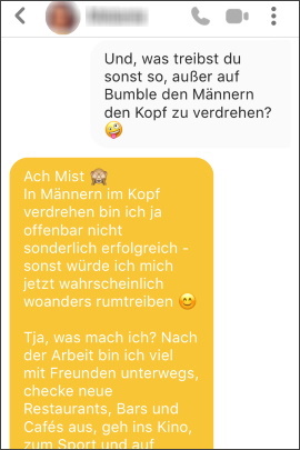 Humorvolles Chat-Gespräch in Bumble