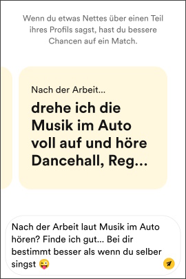Freches und humorvolles Kompliment in Bumble