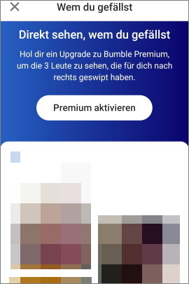 Menü in Bumble, um Likes aufzudecken