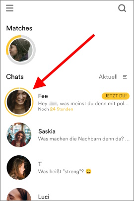 Frau hat Mann bei Bumble angeschrieben