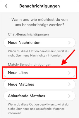 Benachrichtigungen für die Likes in Bumble