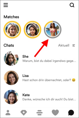 Ablaufendes Match in Bumble mit kleiner werdendem gelbem Kreis