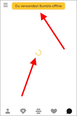 Fehlermeldung bei fehlender Internetverbindung in Bumble