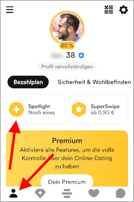 Übersichtsseite des Profils in Bumble