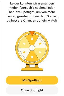 Fehlermeldung beim Speed Dating in Bumble