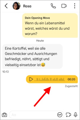 Gesendete Sprachnachricht im Chat bei Bumble
