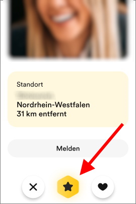 Button im Swipe-Modus, um SuperSwipes zu vergeben