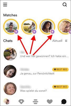 Ansicht neuer Matches in Bumble, entstanden durch Spotlight-Funktion