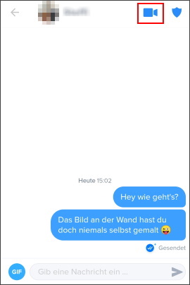 Chat in Tinder mit Video-Call-Symbol