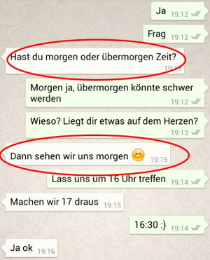 Andreas vereinbart Date über WhatsApp mit Frau