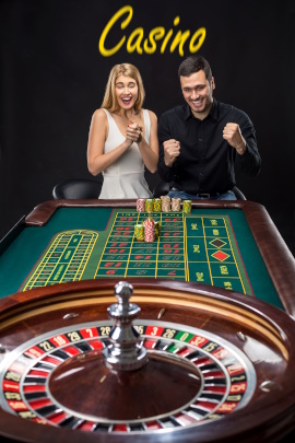Mann und Frau spielen Roulette im Casino