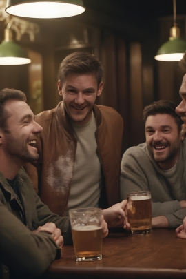 Männer haben Spaß in Kneipe bei einem Männerabend