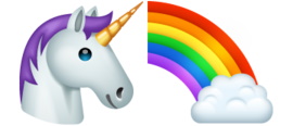 Einhorn und Regenbogen als Emojis