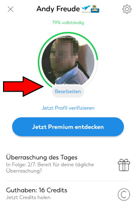 Menüpunkt Profilfoto bearbeiten auswählen