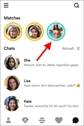 Verlängertes Bumble-Match mit grünem Ring