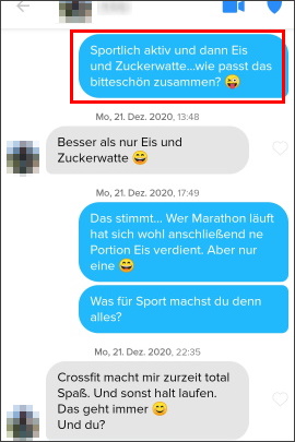 Mann schreibt guten Spruch als Opener in Tinder