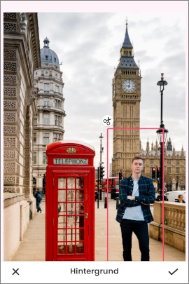 Bearbeitetes KI-Profilbild mit neuem Hintergrund von London