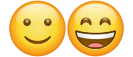 Zwei Smileys, die lächeln und lachen