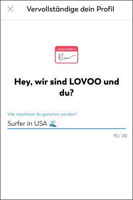 Nickname auf Lovoo eingeben