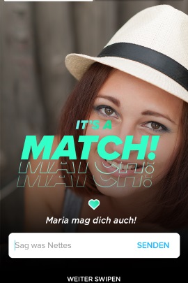 Match auf Tinder mit Frau