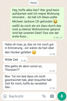 WhatsApp-Chat-Verlauf zwischen Ex-Partnern