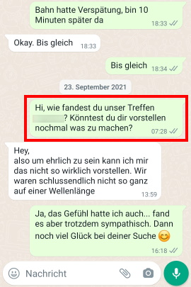 WhatsApp-Chat-Verlauf nach dem Date