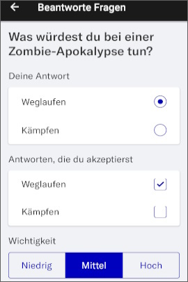 Interessante Frage als Beispiel in OkCupid