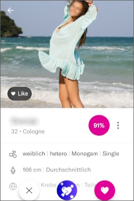 Profil einer Frau in der Dating-App OkCupid