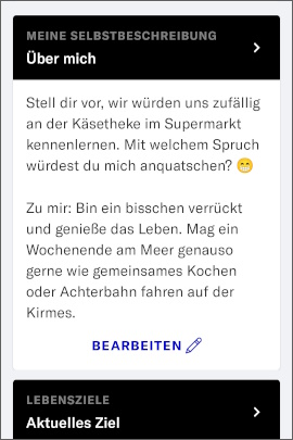 Beispiel für einen Profiltext in OkCupid