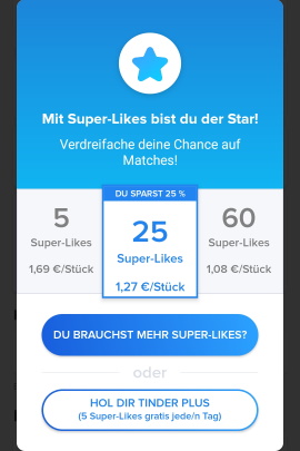 Kosten für Super-Likes in Tinder