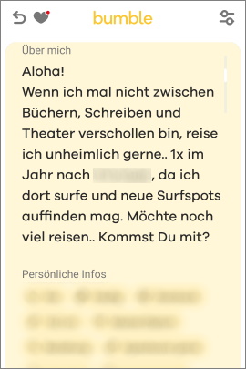 Guter Beschreibungstext in Bumble