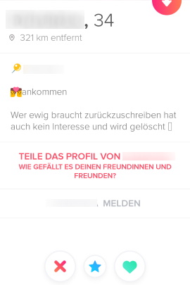 Beschreibungstext einer Dating-App-Nutzerin