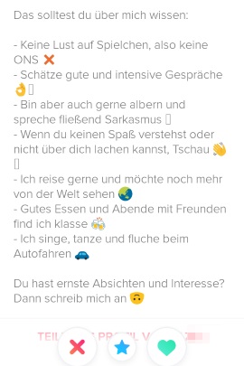 Profil vorlage tinder beschreibung Tinder Profil