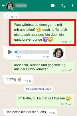 Erotischer Chat in WhatsApp zwischen Mann und Frau