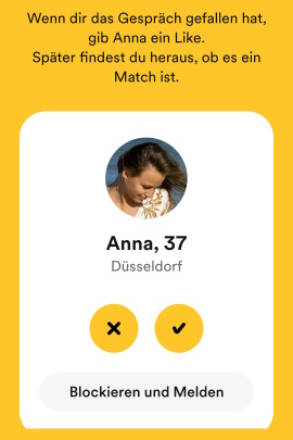 Partnervorschlag beim Speed Dating in Bumble zum Matchen