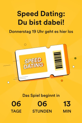 Ankündigung des Speed-Dating-Events in Bumble mit Countdown