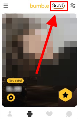 Swipe-Modus mit Live-Button in Bumble