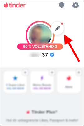 Menü öffnen, um Profil in Tinder zu bearbeiten