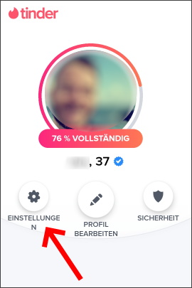 Hauptmenü in der Tinder-App