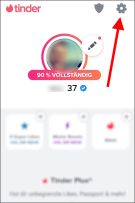 Einstellungen in der Tinder-App öffnen