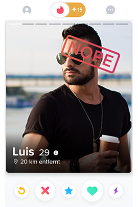 Tinder-Foto von Mann mit Sonnenbrille