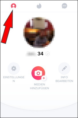 Menü für Profileinstellungen in Tinder